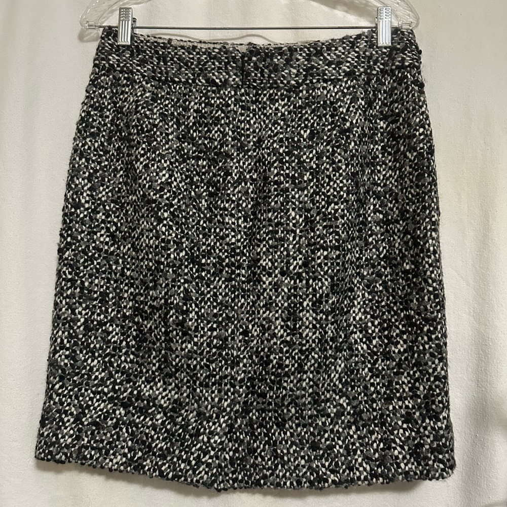 J. Crew Black and White Tweed wool Pencil Skirt